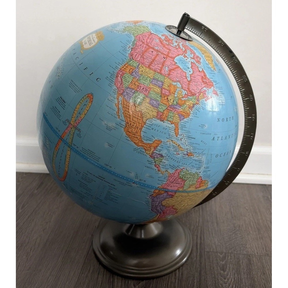 90s VTG Cram's Imperial World Globe Map Home Back to School Geography Education